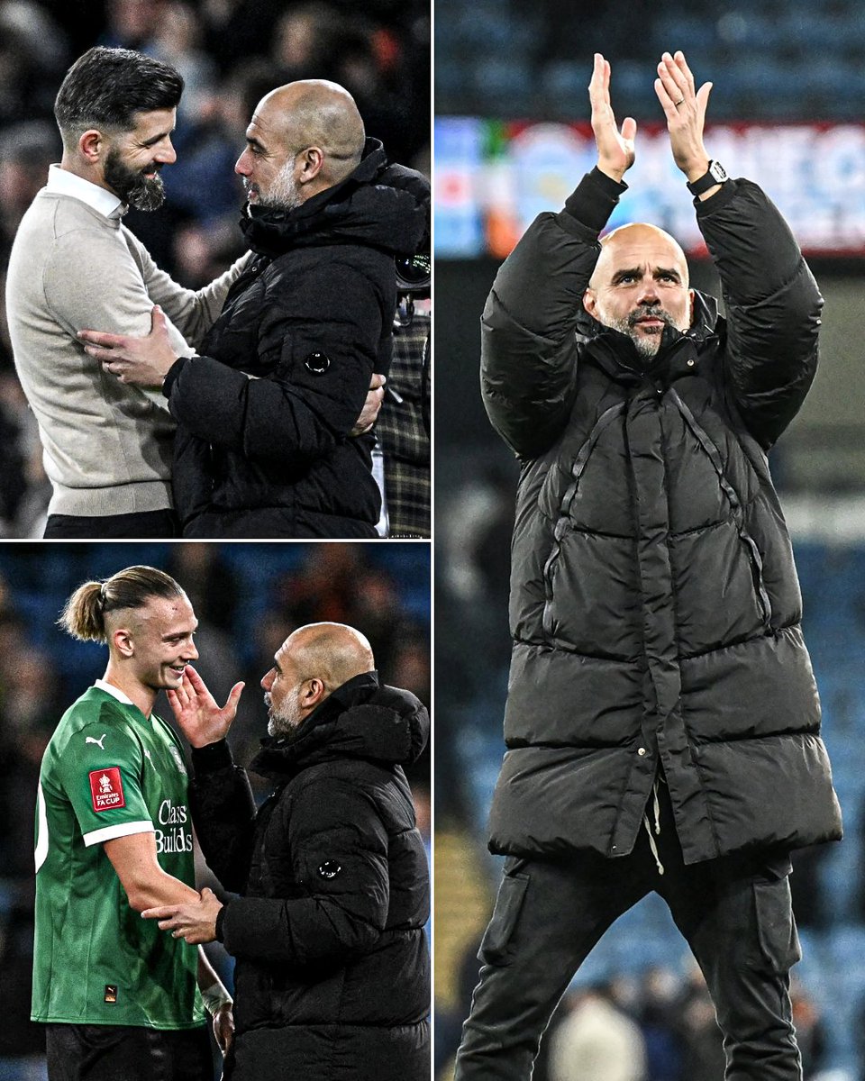 ESPNUK's tweet photo. Pep Guardiola acknowledging the Plymouth Argyle players and manager at full time ❤️

He also applauded Argyle’s fans who travelled to the Etihad 👏 https://t.co/khVWE4Hfkm