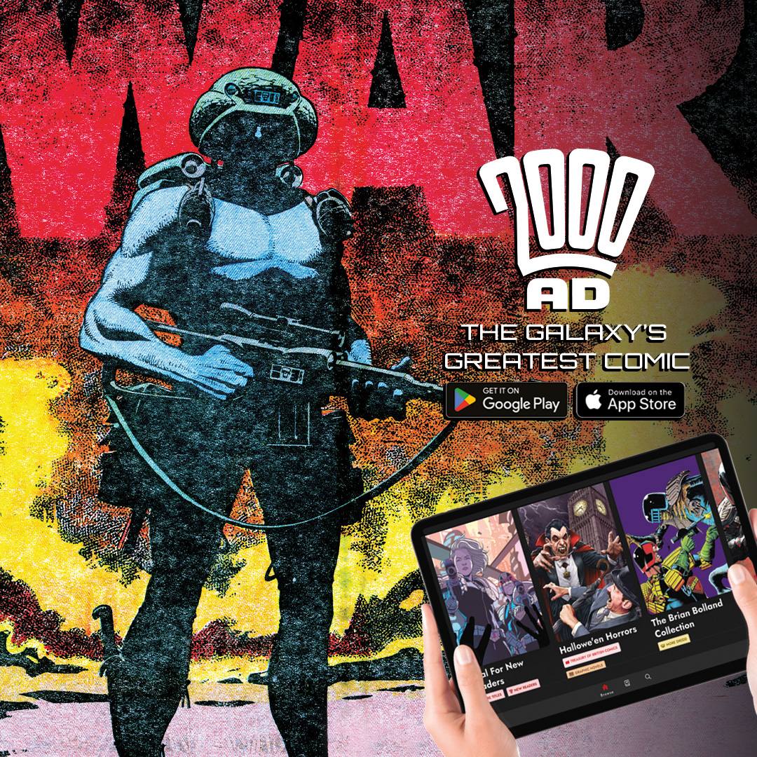 Go Rogue! With a new Rogue Trooper Complete Collection starting this month, meet the star of the forthcoming movie on the 2000 AD app! Download now: bit.ly/2RAR0ms