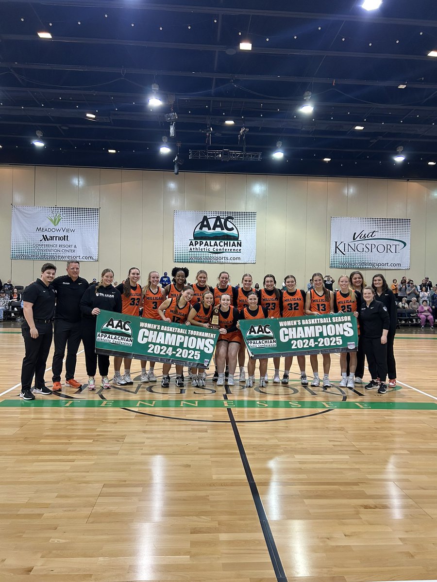 The @milliganwbb are your 2024-25 𝗔𝗔𝗖 𝗧𝗢𝗨𝗥𝗡𝗔𝗠𝗘𝗡𝗧 𝗖𝗛𝗔𝗠𝗣𝗜𝗢𝗡𝗦🏀🏆

The Lady Buffs beat Tennessee Wesleyan 77-75 in overtime. Awesome game ladies, congratulations!! 💪🏼

#buffnation 🦬