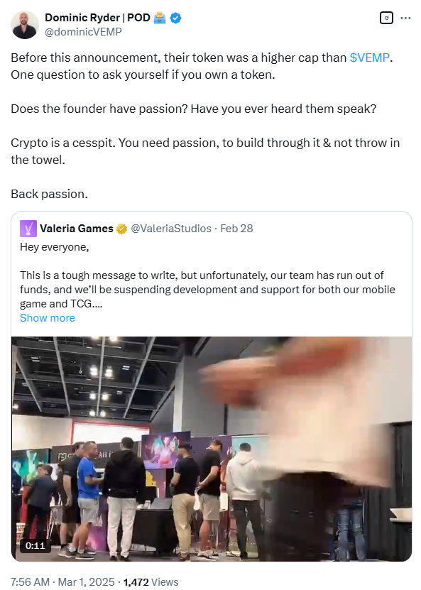 SkyWalker64007's tweet image. Maybe @dominicVEMP can teach @ValeriaStudios how to create multiple projects to extract liquidity, do arbitrage on free supply, etc... so they continue "building" as he has for almost 3 years... I mean almost all the stuff he has build doesn't work or is based on stuff that was…