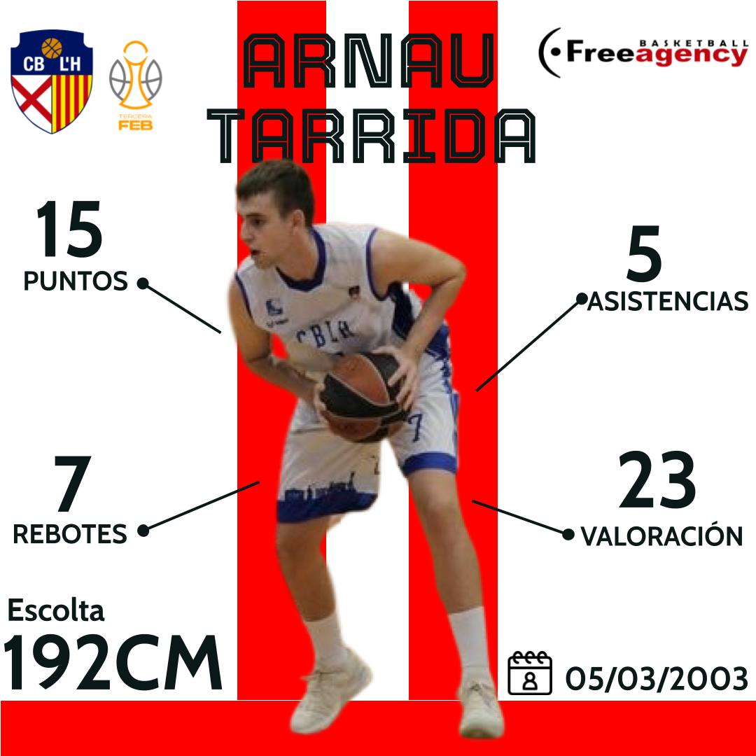 Partidazo de Arnau Tarrida una vez más en la victoria de CB Hospitalet. 15 puntos, 7 rebotes y 5 asistencias para 23 de valoración. #TerceraFEB #freeagencybasketball #sbservices #hardworkpaysoff #trusttheprocess #basketball