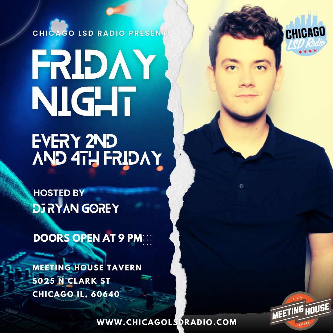 Meeting House Tavern (@meetinghousechi) on Twitter photo 🎧 Friday Night at Meeting House Tavern! 🎧
DJ Ryan Gorey is bringing the best of pop, house, and techno-house to keep the vibes high! 🔥
🕘 9PM–2AM | 🍹 $6 Tito’s | 🍺 $7.50 BIG Miller Lite
💸 No Cover w/ RSVP
<a href="/chicagolsdradio/">Chicago LSD Radio NFP.</a>
#ChicagoLSD #DJRyanGorey #FridayVibes #NoCover 🎧 Friday Night at Meeting House Tavern! 🎧
DJ Ryan Gorey is bringing the best of pop, house, and techno-house to keep the vibes high! 🔥
🕘 9PM–2AM | 🍹 $6 Tito’s | 🍺 $7.50 BIG Miller Lite
💸 No Cover w/ RSVP
<a href="/chicagolsdradio/">Chicago LSD Radio NFP.</a>
#ChicagoLSD #DJRyanGorey #FridayVibes #NoCover