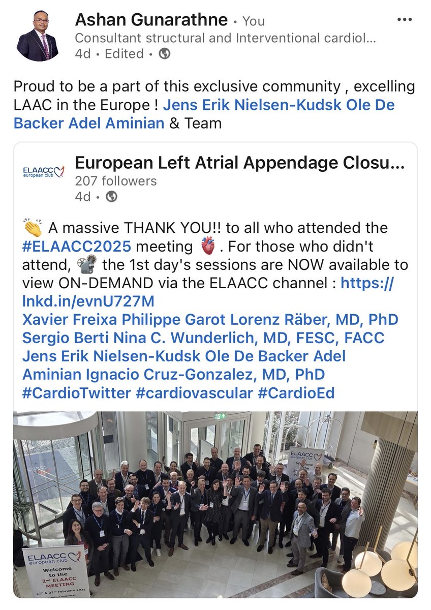 Proud to be a part of this exclusive community, excelling LAAC in the Europe ! Jens Erik Nielsen-Kudsk Ole De
Backer Adel Aminian &amp; Team