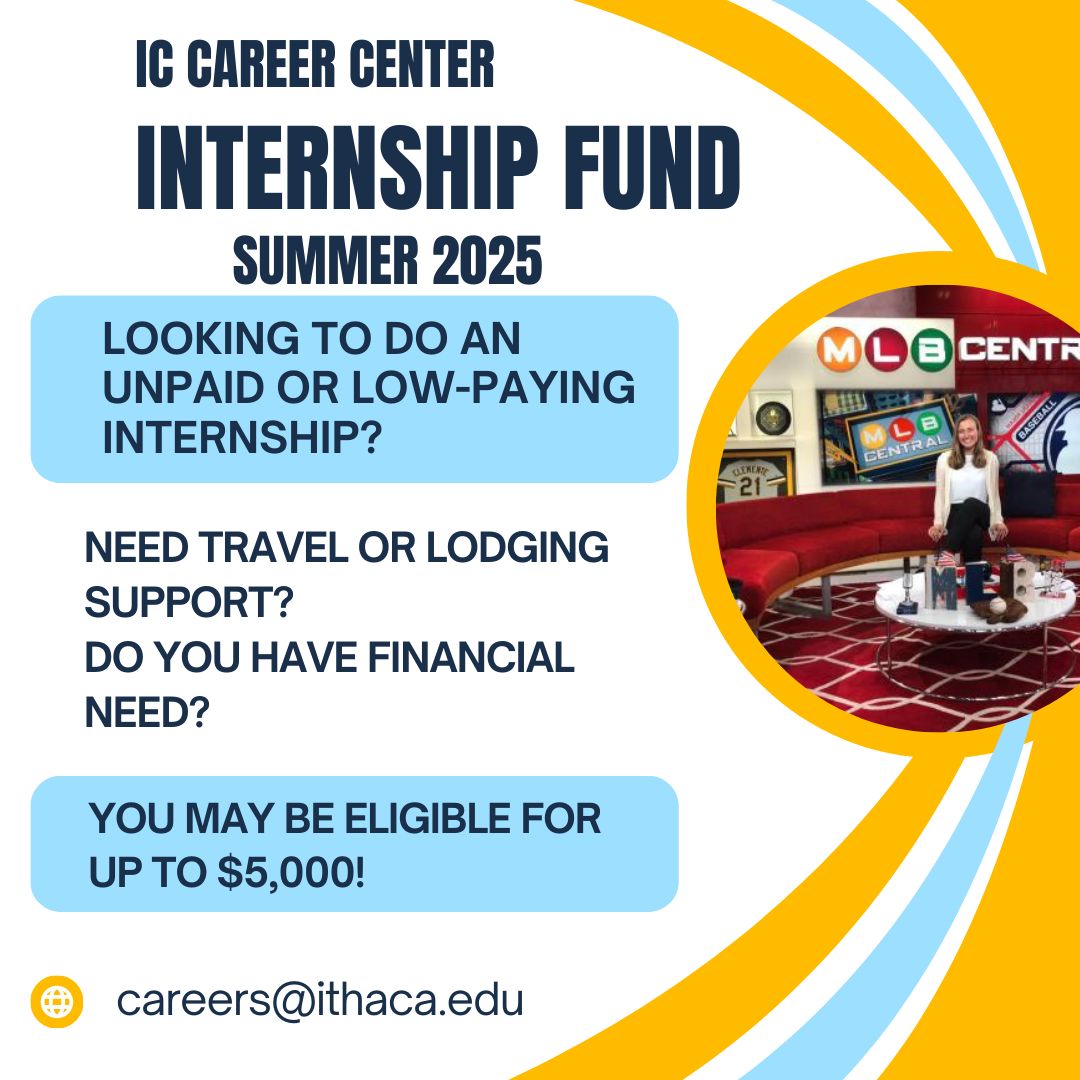 Are you looking for an internship for this summer or already found one? Apply for the IC Career Center Internship Fund to receive funding for unpaid or low-paying internships! Apply even if you haven't secured an internship yet. The instructions can be found in our LinkTree.