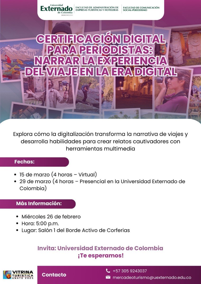 Comunicación Social - Periodismo - U Externado (@comexternado) on Twitter photo Certíficate con la 'Especialización en turismo y comunicación' de la <a href="/UExternado/">U.Externado</a>
uexternado.zoom.us/meeting/regist… Certíficate con la 'Especialización en turismo y comunicación' de la <a href="/UExternado/">U.Externado</a>
uexternado.zoom.us/meeting/regist…