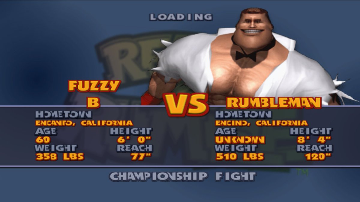 KingCoryTH's tweet photo. Thanks to the efforts of @Vadell_Gabriel, I can finally confirm an in-game look for Fuzzy B, Ready 2 Rumble Boxing: Round 2's Championship Mode's unseen coach!
His model seems to be a modified version of Butcher Brown's that ended up going unused!
Always new stuff to find in R2R! https://t.co/lqXg7OMVS9