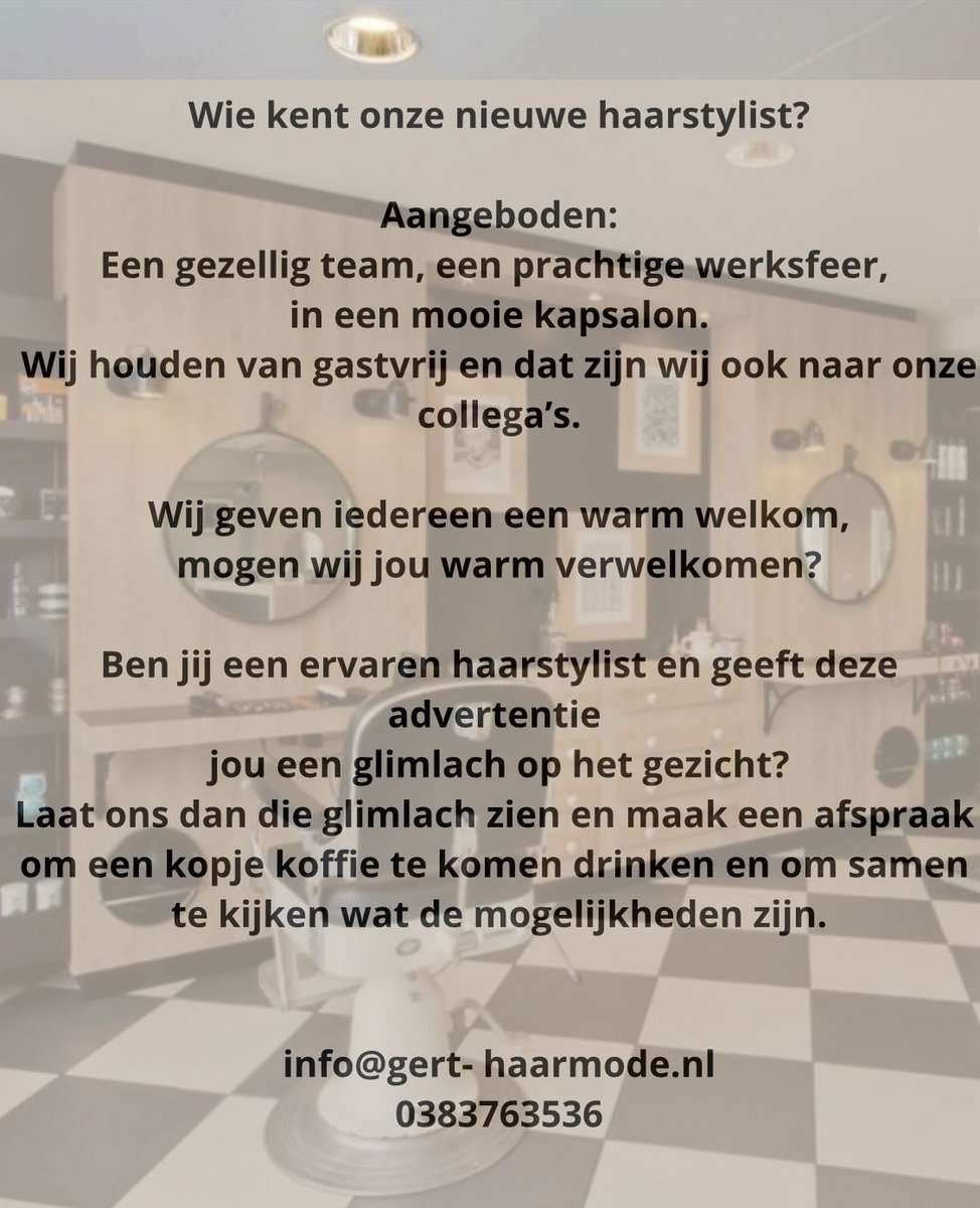Wie wil graag onze nieuwe collega worden?