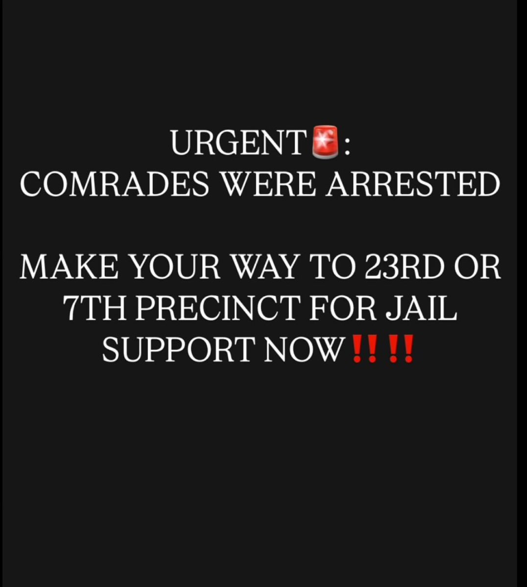 Cuny4P's tweet photo. 🚨🚨Urgent request from CCNY protest for jail support 🚨🚨 https://t.co/9LFRSmcEkV