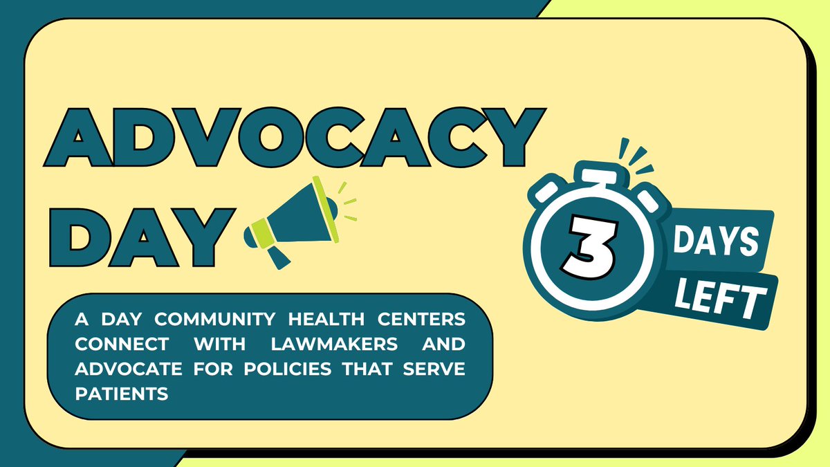 📢 Advocacy Day is our chance to unite community health centers with lawmakers! We discuss the policies that will make a difference for our patients. Only three days left! Stay tuned for more updates! 💪🏽 #AdvocacyDay