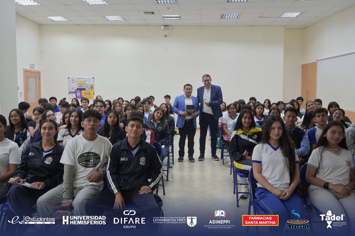 ECLideres's tweet photo. @JoseLuis_Macas @Estudiantes2000 Agradecemos a todos quienes hacen posible esta iniciativa, con el respaldo académico de la Universidad Hemisferios y la @unidadeducativaleonardodavinci como sede, junto al gremio educativo #ADINEPFI y el apoyo de La #Fabril S.A., #Tadel y Farmacias Santa Martha (@fsantamartha) https://t.co/2ElLyNKLbN