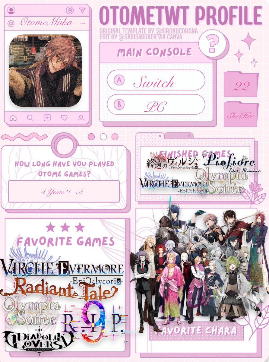 OtomeMiika's tweet image. Hiya #otometwt! 🎀🩷 I wanted to do this again to hopefully make more new Friends! I’m Mika!💕 Reply down below to be Mutuals!!! I would love to talk about fave games and characters! I’m always looking for new games to play so any recommendations are appreciated! #otometwtintro