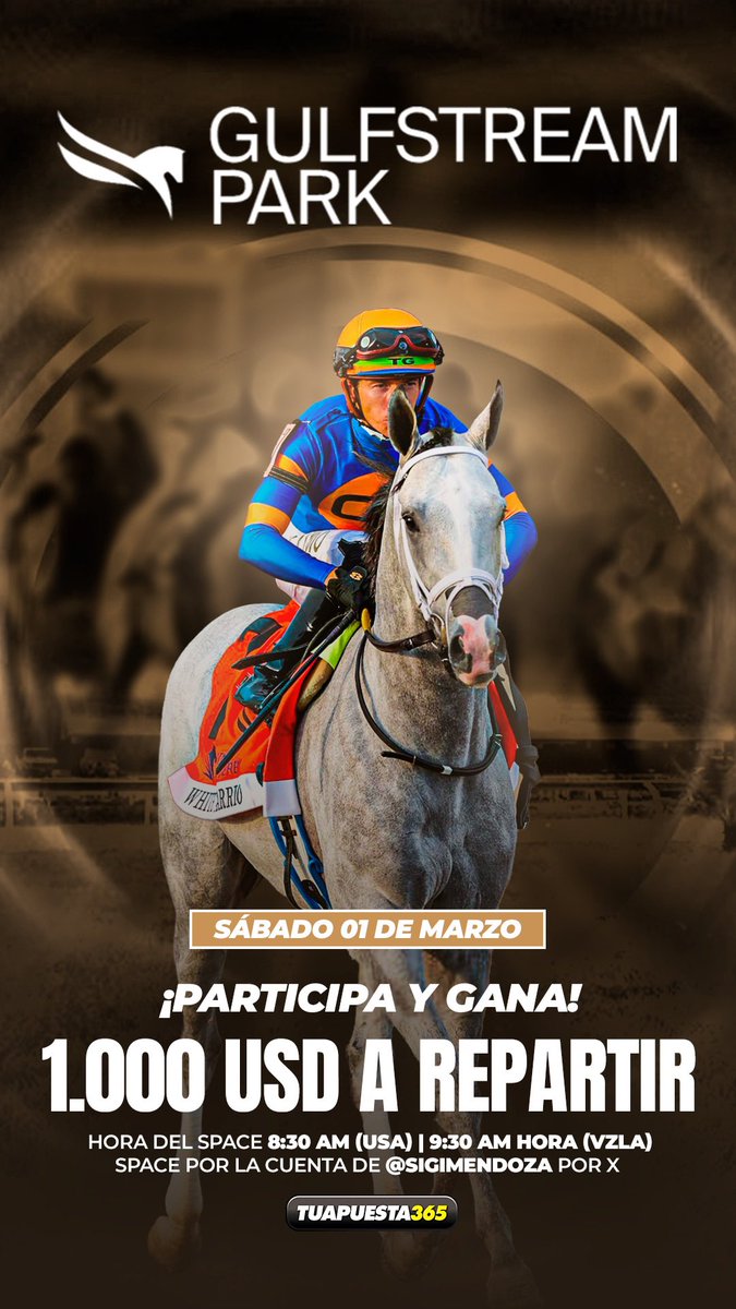 Carlos Gómez Arango.🐎 (@carlosgarango) on Twitter photo Como lo anticipábamos! Este sábado 1.000 sobre la línea cortesía de <a href="/tu365oficial/">Tu Apuesta 365</a> ⚫️🟡🔥🔥
Vamos todos a participar y a difundir! RT 🔁🔁
Reglas para participar:
1. Seguir a <a href="/tu365oficial/">Tu Apuesta 365</a>
2. Etiquetar 3 amigos reales.
3. Dar RT al space citado y a esta publicacion. Como lo anticipábamos! Este sábado 1.000 sobre la línea cortesía de <a href="/tu365oficial/">Tu Apuesta 365</a> ⚫️🟡🔥🔥
Vamos todos a participar y a difundir! RT 🔁🔁
Reglas para participar:
1. Seguir a <a href="/tu365oficial/">Tu Apuesta 365</a>
2. Etiquetar 3 amigos reales.
3. Dar RT al space citado y a esta publicacion.