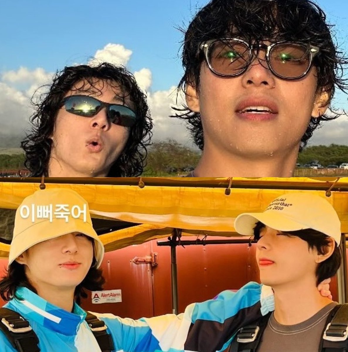 haru_miel's tweet photo. グクがいつも歌ってくれる曲🎶
2人が大好きなこの曲を…🏝からの
帰国直後に歌うグク🎶
会いたいから早く来て→呼んだら
すぐ来たかわいくて死にそう~って
教えてくれたテテ💜💚
エモい歌詞でロマンチック全開な2人も青空をバックにおちゃらけてる幸せそうな2人も大好き~🥰
#D103
#taekook https://t.co/HyysIpdHYK