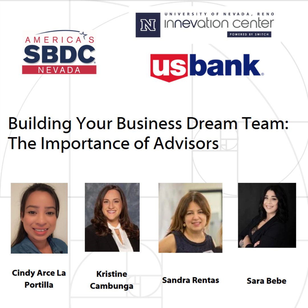Build Your Business Success Team! 🚀
Join us on Wednesday, March 12, from 1 – 2:30 p.m. at the Innevation Center for an insightful panel discussion on the key professional advisors every business needs!
To learn more visit nsbdc.ecenterdirect.com/events/4877
#dreamteam #nevada #smallbusiness