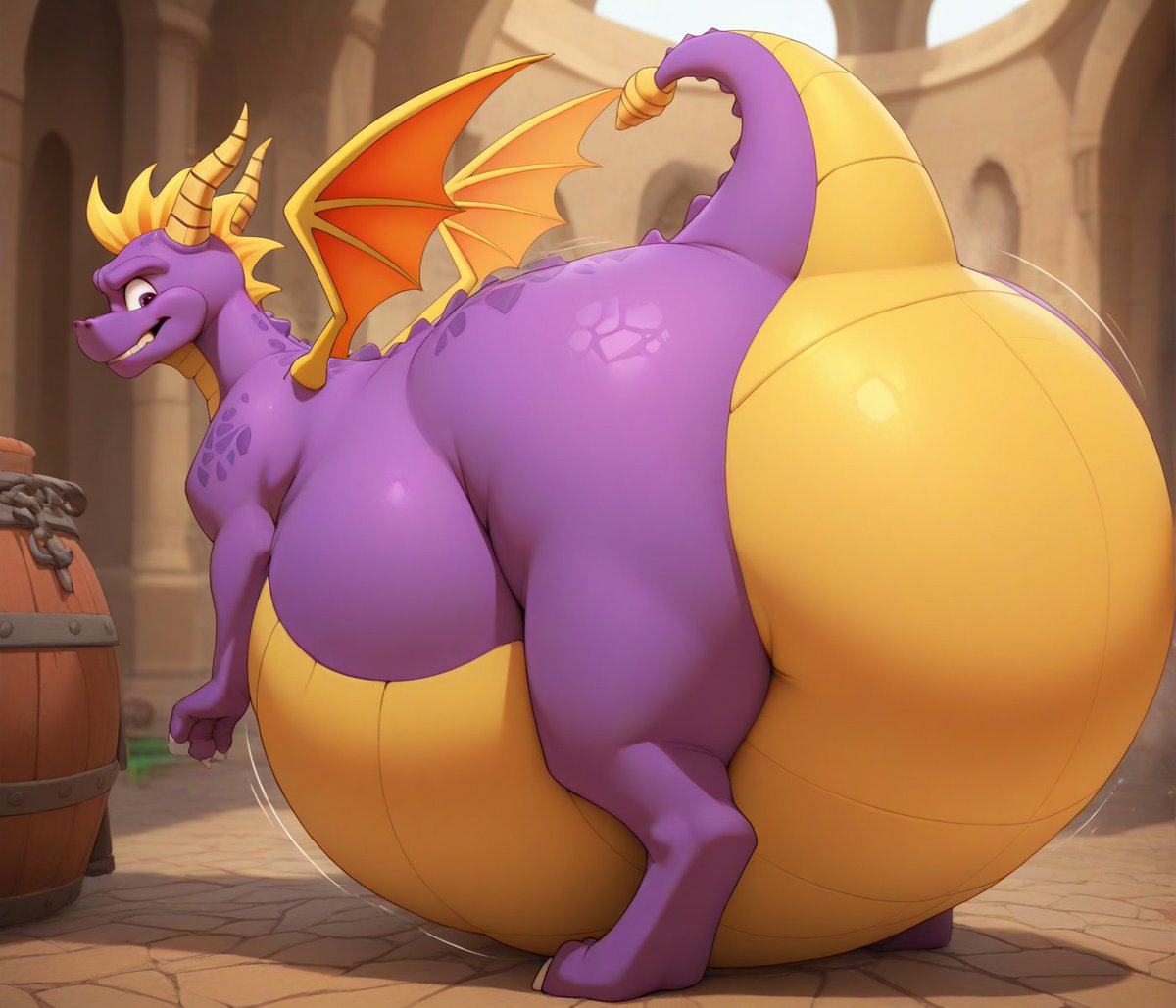 Pumpandplump's tweet photo. Believe it or not Spyro asked for an extra dose of plumpness on him. We were happy to give it to him. #spryo #weightgain #fatfur #monobutt https://t.co/vLPKGgnuk8