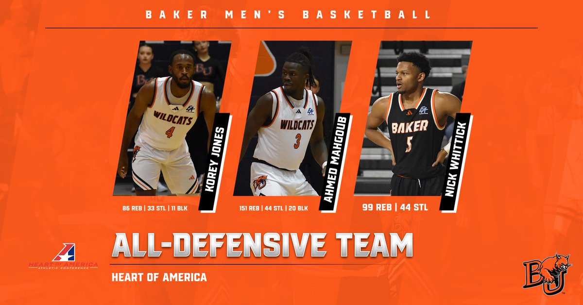 Baker Athletics (@bakerathletics) on Twitter photo After leading the league in fewest points allowed per game, the Wildcats had three players land on the Heart All-Defensive Team!! #BakerBuildsChampions
- Korey Jones
- Ahmed Mahgoub
- Nick Whittick
<a href="/BU_Hoops/">Baker Men’s Basketball</a> After leading the league in fewest points allowed per game, the Wildcats had three players land on the Heart All-Defensive Team!! #BakerBuildsChampions
- Korey Jones
- Ahmed Mahgoub
- Nick Whittick
<a href="/BU_Hoops/">Baker Men’s Basketball</a>