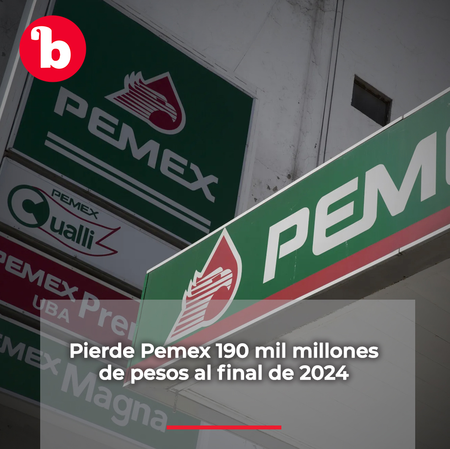 BuzosNoticias's tweet photo. Pierde Pemex 190 mil millones de pesos al final de 2024 ⛽️

La deuda financiera total se ubicó en 97 mil 600 millones de dólares.

Lee más: https://t.co/eCoo9MetDu https://t.co/ecm6ZjT8F7