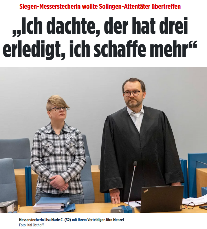 PeterBorbe's tweet photo. Eine 32-jährige Frau sticht im Bus mit Tötungsabsicht auf mehrere Menschen ein, ließ sich von der Terrortat von Solingen "inspirieren". Sie habe durch den Messerangriff "die größtmögliche Aufmerksamkeit erzeugen" wollen. Die Frau ist ganz offensichtlich irre, aber ein psychiatrischer Sachverständiger stellte die volle Schuldfähigkeit zum Tatzeitpunkt fest.
Anscheinend ist das Label "psychisch krank, schuldunfähig" nur für gewisse Tätergruppen reserviert, biodeutsche Frauen gehören nicht dazu.
https://t.co/QgxtXo42Na