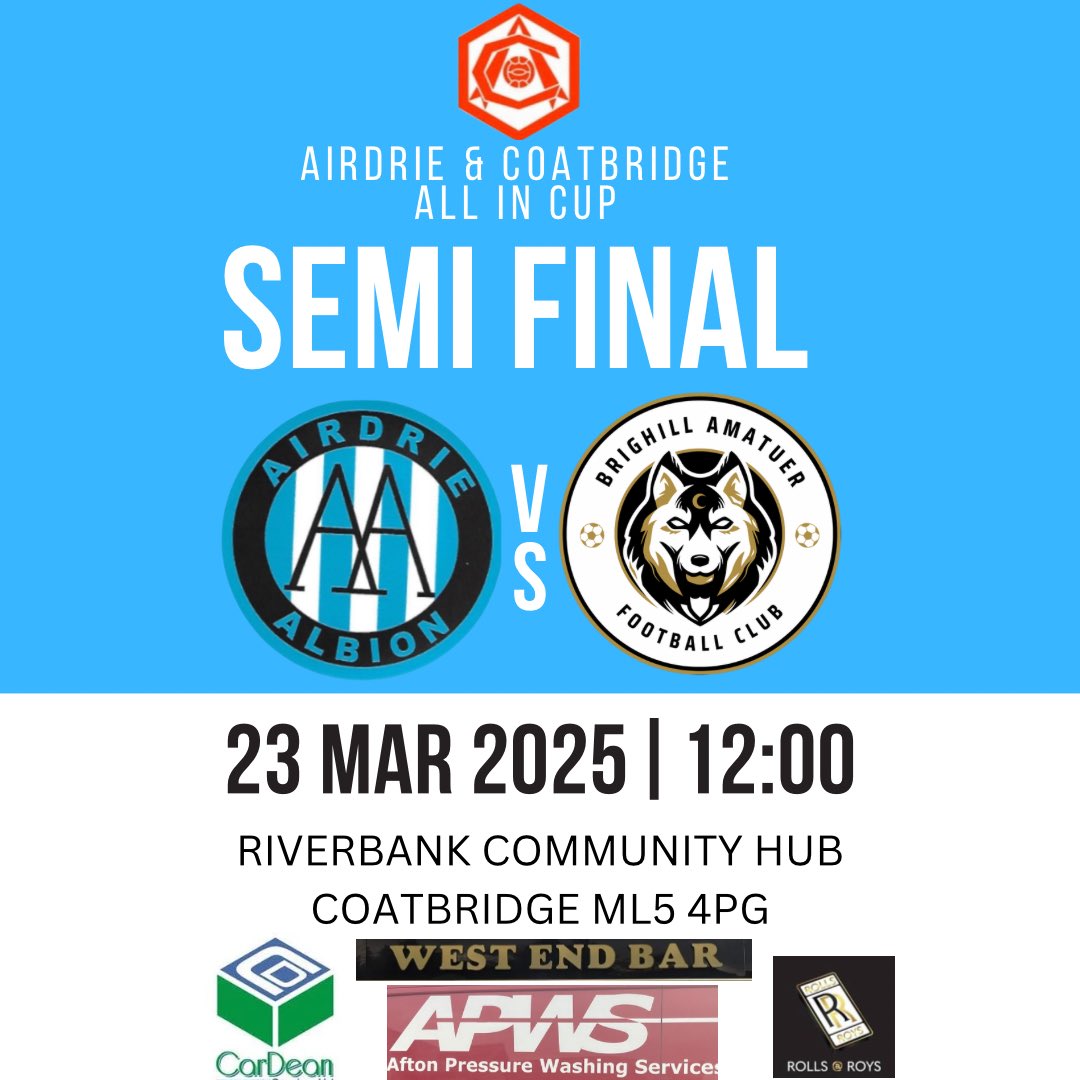 🔵🏆⚽️ ALL IN CUP DRAW ⚽️🏆🔵

We have been drawn against <a href="/BrighillAFC/">Brighill AFC</a> 
in the last 4 of the competition 

Exciting game to look forward too as both sides sitting top of there current divisions 

#MTA💙
<a href="/scottish_aff/">AmateurFixturesResultsSCO</a> <a href="/AirdireL/">Airdire and coatbridge league</a>