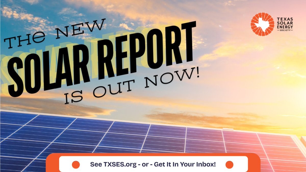 TXSES's tweet image. The new TXSES #SolarReport is out today!🚨Read it at txses.org OR have it delivered to your inbox!
This edition features: consumer protection, small-scale battery storage (BESS), headlines and more
☀️Read: txses.org/the-solar-repo…
☀️Subscribe: txses.org/the-solar-repo…