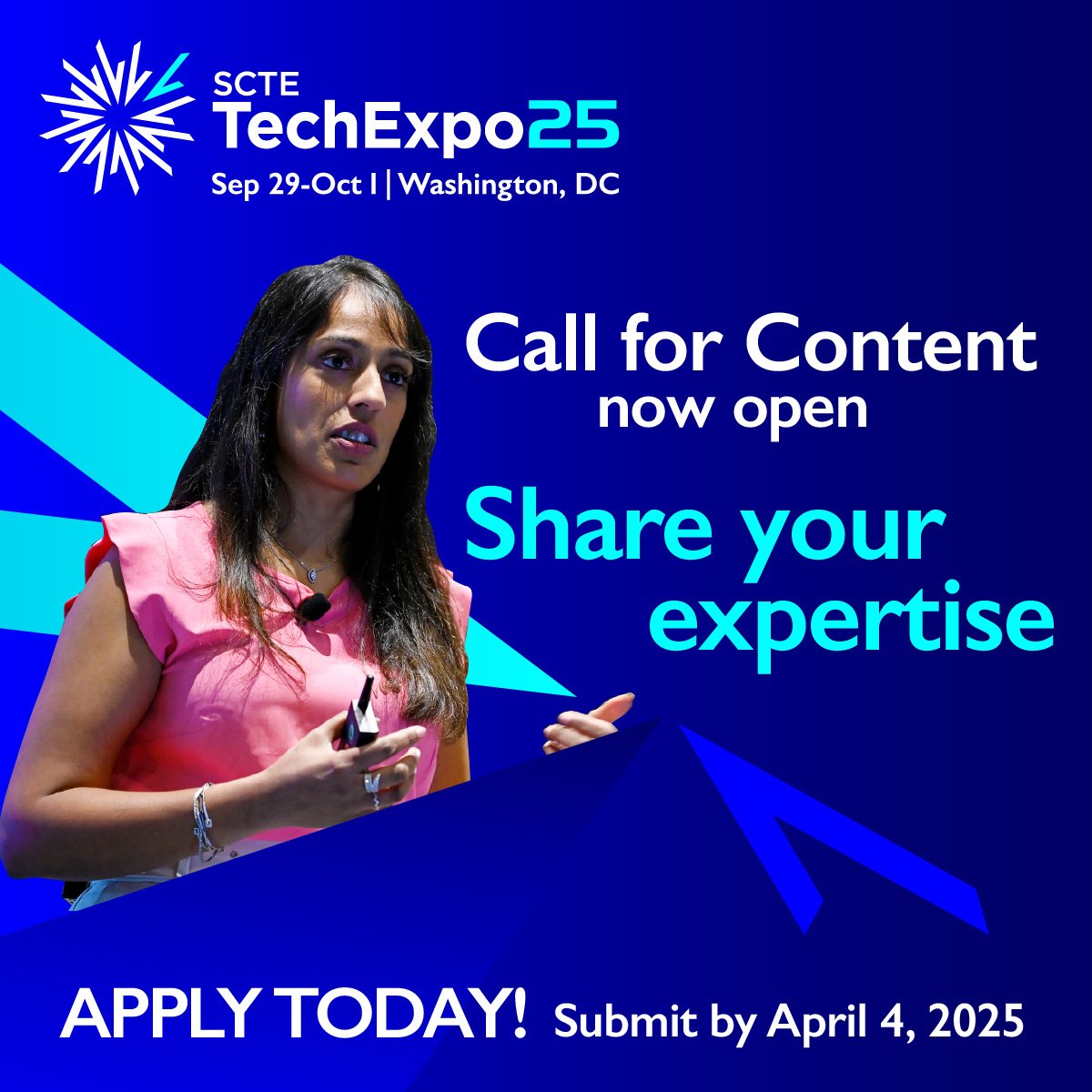 SCTE® a subsidiary of CableLabs® (@scte) on Twitter photo Have a Game Changing Idea? Don’t miss out on this opportunity to be a part of TechExpo25 and shine a spotlight on your ideas!
🗓 Submissions close: April 4, 2025
💻 Find out more here: cablela.bs/4hVZeQf
#TechExpo25 #SCTE #CableLabs #Broadband #Cable Have a Game Changing Idea? Don’t miss out on this opportunity to be a part of TechExpo25 and shine a spotlight on your ideas!
🗓 Submissions close: April 4, 2025
💻 Find out more here: cablela.bs/4hVZeQf
#TechExpo25 #SCTE #CableLabs #Broadband #Cable