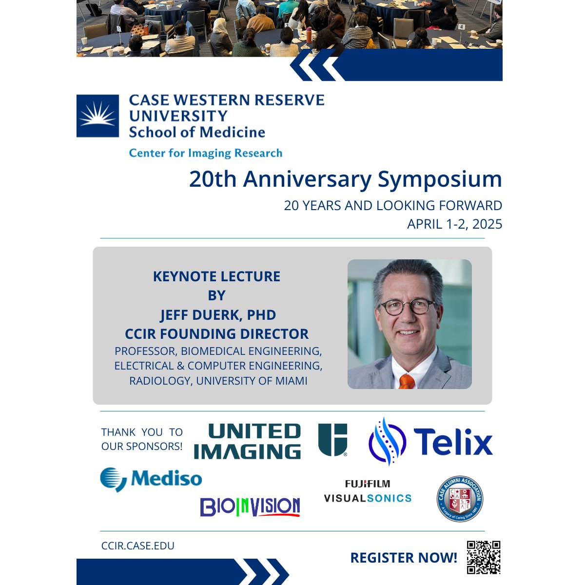 We are delighted to announce a CCIR Symposium keynote lecture by Jeff Duerk, PhD, Founding Director of CCIR at CWRU. Dr. Duerk is Professor of Biomedical Engineering, Electrical &amp; Computer Engineering, Radiology, at University of Miami.
Register now: cglink.me/2cS/r2263262