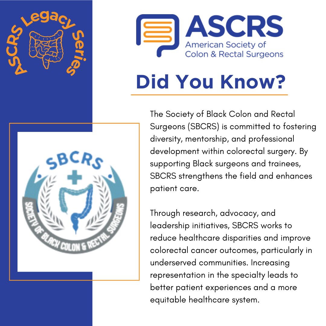 ASCRS_1 (@ascrs_1) on Twitter photo This #BlackHistoryMonth, we spotlight <a href="/sbcrs_org/">Society of Black Colon and Rectal Surgeons</a>—advancing mentorship, advocacy, and health equity in colorectal care. As part of the #ASCRSLegacySeries, we honor Black surgeons' impact on the field. Learn more at sbcrs.org. This #BlackHistoryMonth, we spotlight <a href="/sbcrs_org/">Society of Black Colon and Rectal Surgeons</a>—advancing mentorship, advocacy, and health equity in colorectal care. As part of the #ASCRSLegacySeries, we honor Black surgeons' impact on the field. Learn more at sbcrs.org.