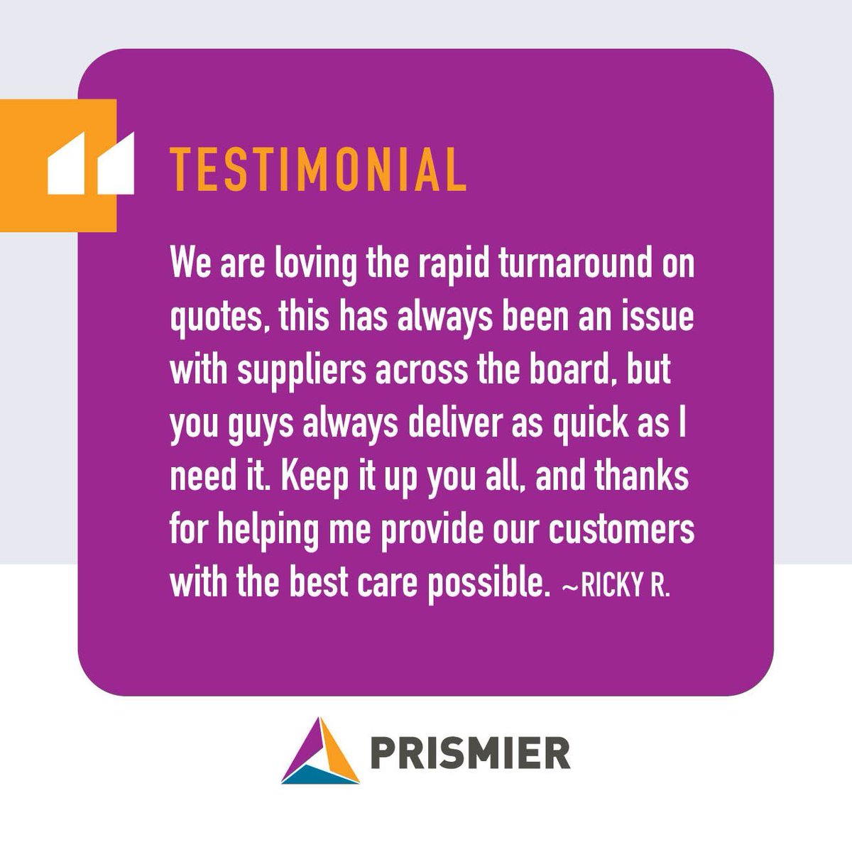 PRISMIER's tweet image. 🚀 Fast, reliable, and always on time!

Getting quotes quickly is crucial, and at Prismier, we make sure our customers get what they need—without the wait. Thanks, Ricky, for the kind words!

#ManufacturingSimplified #CustomerSuccess #FastQuotes #QualityService #Prismier