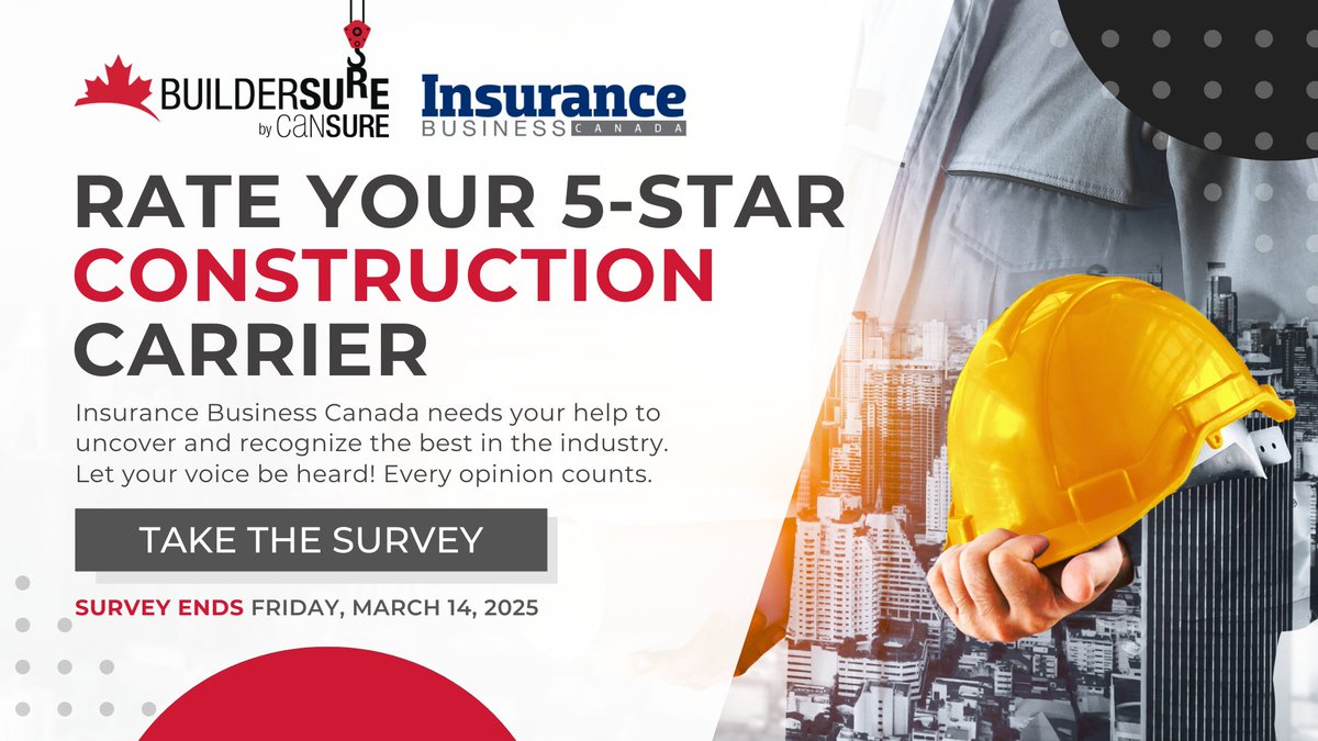 Your Voice Matters! 🌟 We're eager to hear your thoughts about BuilderSURE by Cansure in the Insurance Business Canada 5-Star Construction Survey! 🏗️ 
🗓️ Deadline: Friday, March 14th. 2025
ow.ly/T7pJ50V7lYn

#BuilderSURE #5StarConstruction #insurance #Canada