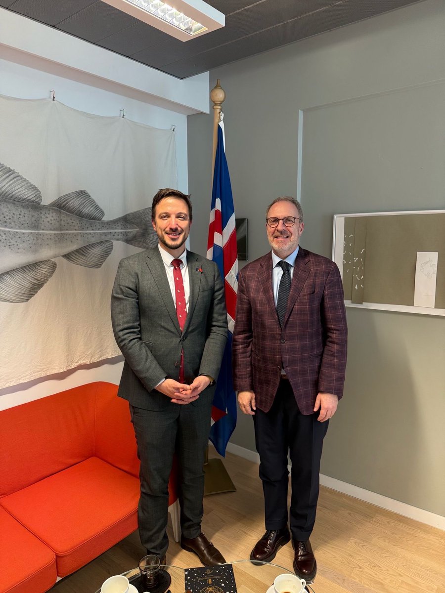 Great meeting with the Head of <a href="/IcelandBrussels/">Icelandic Mission to the EU 🇮🇸</a>, Ambassador <a href="/KristjanAStef/">Kristján Andri Stefánsson</a>! 
We exchanged views on how the #enlargement process has evolved in the recent years. I was glad to share Montenegro’s strong progress on the 🇪🇺 path and reaffirmed our #28by28 goal. Grateful for