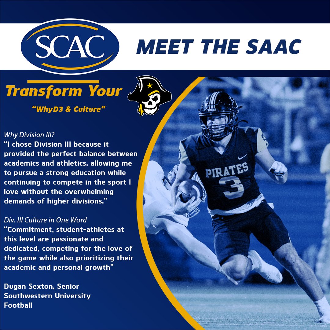 More leaders, more stories

"Meet the SAAC" Week 3⃣ 

Highlighting leaders in the #SCAC 💪

Adrian Price of <a href="/CCTigers/">CC Tiger Athletics</a> 
Paige Zehner of <a href="/CTXAthletics/">Concordia Athletics</a> 
Dugan Sexton of <a href="/SUPirates/">Southwestern Pirates</a>  

#SCACPride | #TransformYour | #WhyD3 | #SCACMbb | #SCACFb | #SCACWGolf | #d3golf | #d3hoops | #d3fb