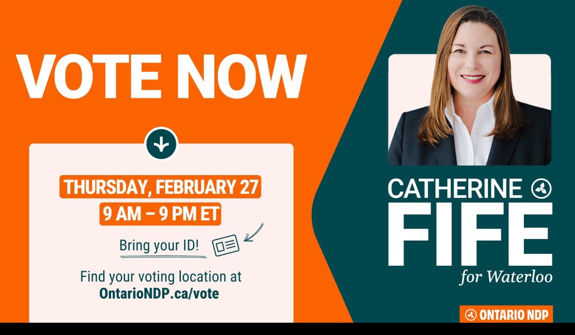 CFifeKW's tweet photo. I voted!  In my humble opinion…I believe I made the right choice 🗳️  The @ElectionsON staff were very helpful.   Pulling the vote can calm the nerves - special shout-out to volunteer Victoria for all the positive energy!  Please Vote Waterloo 🙌 https://t.co/QcYzyklJJ4