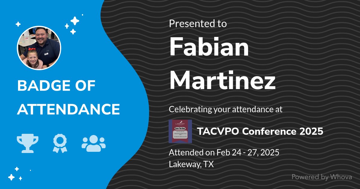 redcowboy13's tweet photo. 🎉 Just had an incredible experience attending TACVPO Conference 2025! 🎉  - via #Whova event app https://t.co/dvrDGw54ph