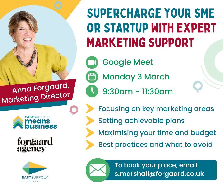 EastSuffolkMeansBusiness (@esmbiz) on Twitter photo We are offering FREE sessions with Anna Forgaard, founder of Forgaard Agency, from the social value to <a href="/EastSuffolk/">East Suffolk Council</a> economy via contract award. #Tourism industries are urged to join as Anna brings a commercial edge to marketing, ensuring that creativity also delivers a strong ROI We are offering FREE sessions with Anna Forgaard, founder of Forgaard Agency, from the social value to <a href="/EastSuffolk/">East Suffolk Council</a> economy via contract award. #Tourism industries are urged to join as Anna brings a commercial edge to marketing, ensuring that creativity also delivers a strong ROI