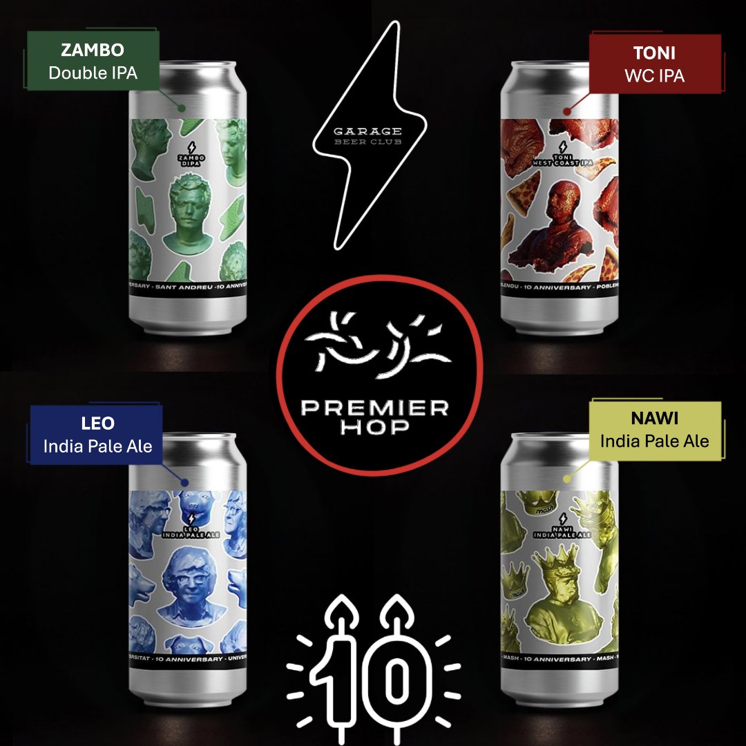 📢🙌

Happy Birthday <a href="/GarageBeerCo/">garage beer co.</a> 

👉 TONI - 10th Birthday / WC IPA / 6.5%
👉 NAWI - 10th Birthday / Hazy IPA / 6%
👉 LEO - 10th Birthday / IPA / 7%
👉 ZAMBO - 10th Birthday / Double IPA / 8%

<a href="/premierhop/">Premier Hop</a>