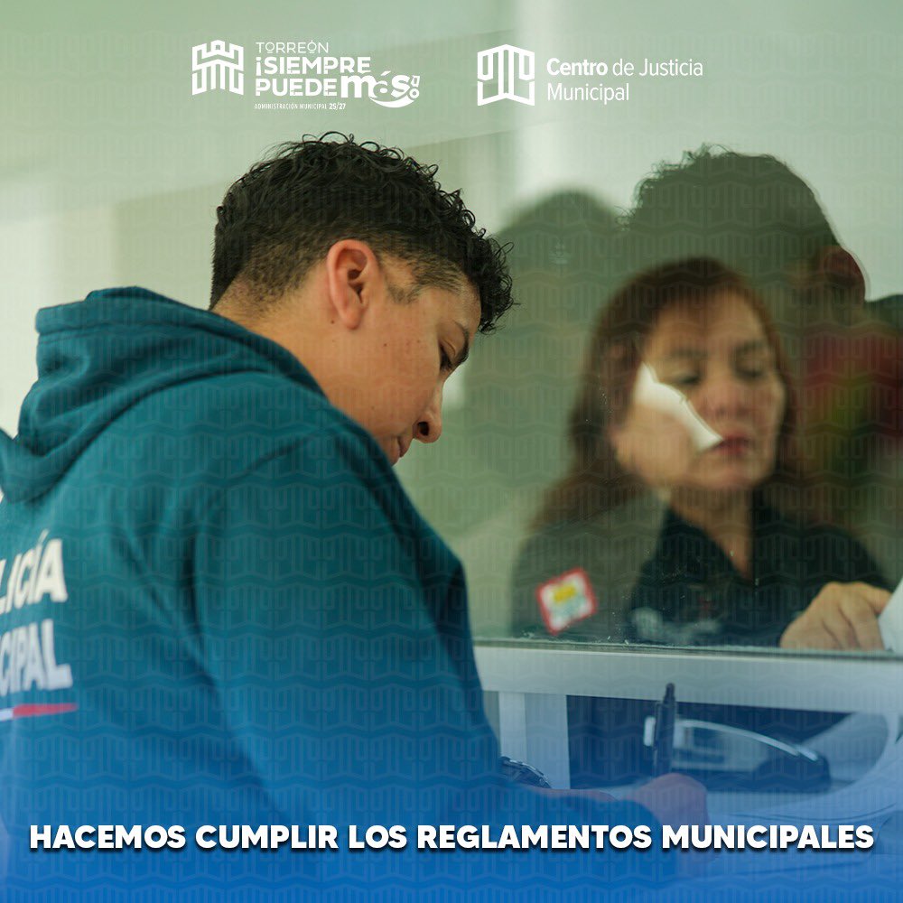 🔹 Hacemos cumplir los reglamentos municipales, desarrollamos y presentamos propuestas de reformas a los reglamentos vigentes en el municipio así como llevamos con transparencia los asuntos que al tribunal le competen.#CentroDeJusticiaMunicipal
#TorreónSiemprePuedeMás