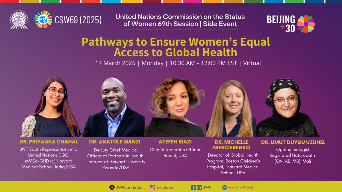 Journalists and Writers Foundation (@jwfoundation_) on Twitter photo Pathways to Ensure Women’s Equal Access to Global Health - March 17, 10:00 AM EST via Zoom. On the occasion of the <a href="/UN_CSW/">United Nations CSW</a>, this side event will explore the intersection of gender equality, global health, and human rights, addressing barriers to healthcare access for women and Pathways to Ensure Women’s Equal Access to Global Health - March 17, 10:00 AM EST via Zoom. On the occasion of the <a href="/UN_CSW/">United Nations CSW</a>, this side event will explore the intersection of gender equality, global health, and human rights, addressing barriers to healthcare access for women and