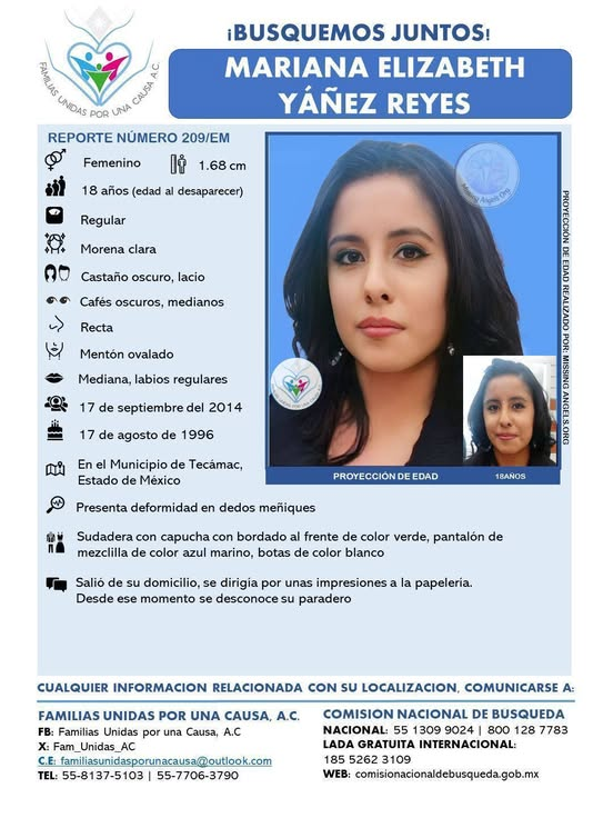 Fam_Unidas_AC's tweet photo. ¡ENCUÉNTRAME!
🔴 Soy: MARIANA ELIZABETH YÁÑEZ REYES
🗓️Contaba con 18 años 
📌Última ubicación: #Tecámac #Edomex
📅Fecha de desap: 17/09/14 
"No me dejes en el olvido" @LaloGonzalezM @reyeslourdes @inakimanero @warkentin @PatyOlamendi @msalguerb @vivirquintana @alejandraguayoa https://t.co/lMjJ8gHrLJ