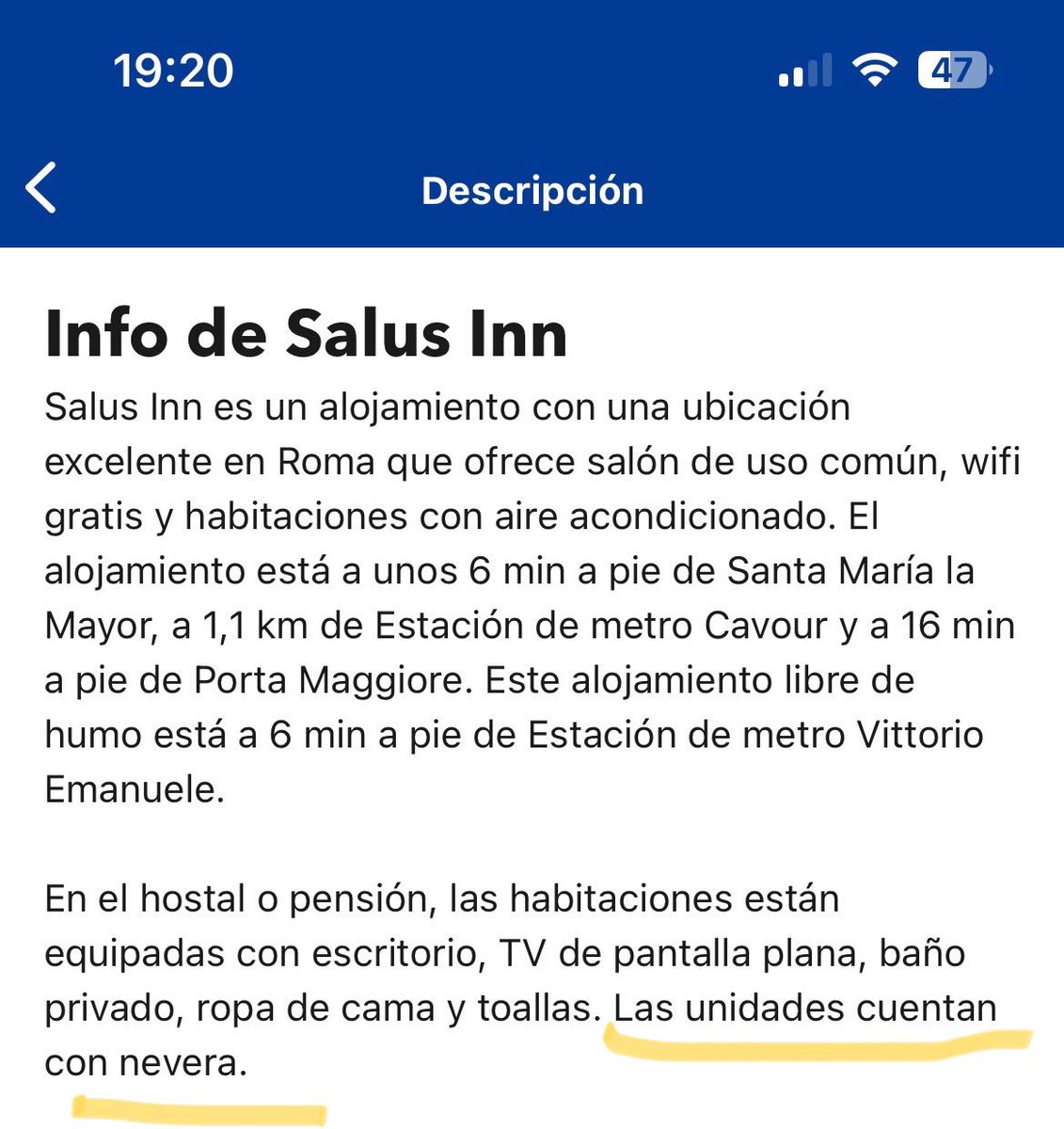 JudithAcostaC's tweet photo. @bookingcom “Las unidades cuentan con nevera” ¿No se entiende que las habitaciones tienen nevera???? Pregunto: pues NO tienen, sino 1 en una área común. https://t.co/IVFgmEe30J