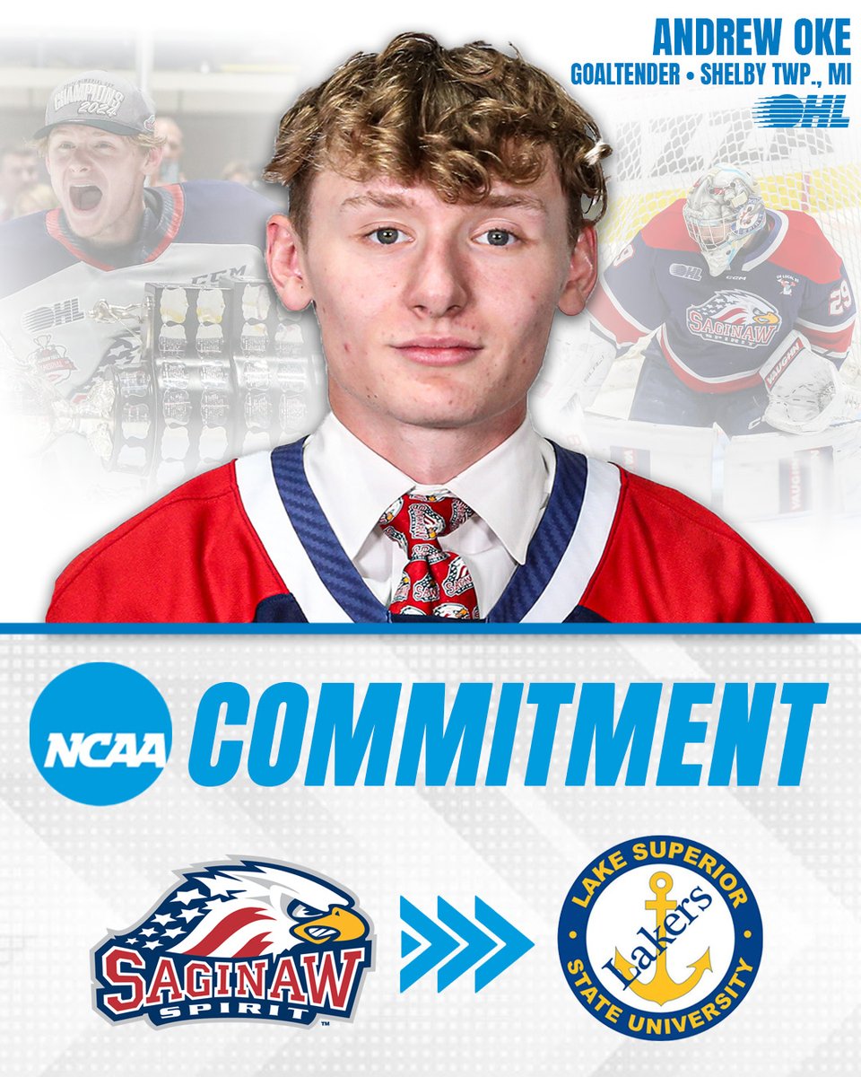 OHLHockey's tweet image. Overage @SpiritHockey goaltender Andrew Oke has committed to @HockeyLSSU for the 2025-26 season.

DETAILS 📰: tinyurl.com/mrxzbz6n