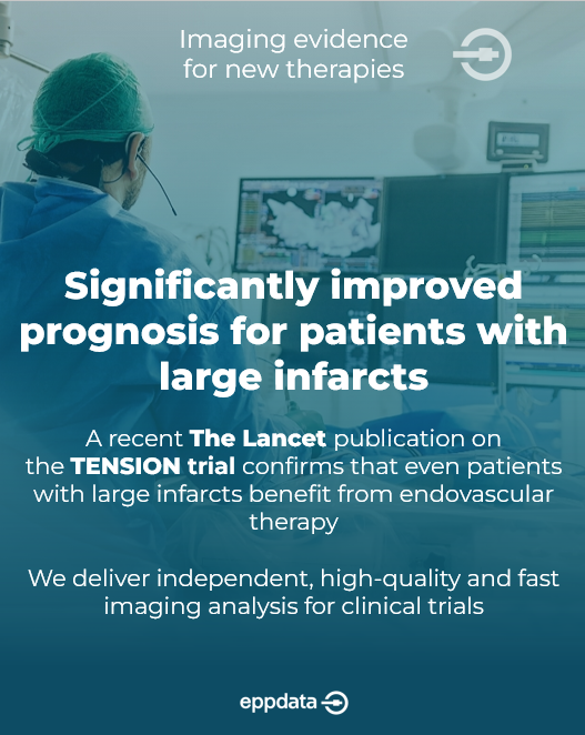Eppdata provided core lab services for the TENSION trial, proving that patients with large infarcts benefit from endovascular thrombectomy.

Check out recent The Lancet publication:
lnkd.in/gj4SZKYQ

📩 Contact us to collaborate on your next neurovascular trial!

#corelab