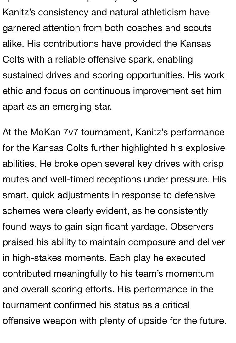 Thanks for the write up! <a href="/6starfootballKS/">Six Star Football | KANSAS</a> <a href="/sixstarfootball/">Six Star Football | PLUS+</a>