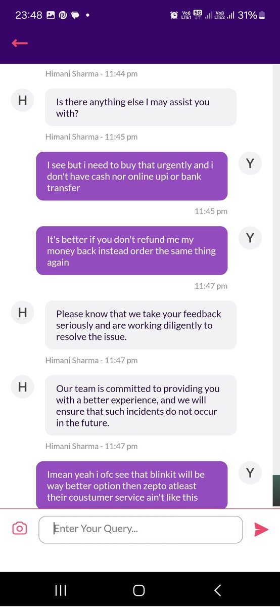 <a href="/ZeptoNow/">Zepto</a> worst customer service,  delivery partner are the worst. before this one of them also stole one valentine's day gift. WORST OF THE WORST service. I'll prefer everybody to choose <a href="/letsblinkit/">Blinkit</a> instead of them atleast they ain't theif and their costumer service is bearable