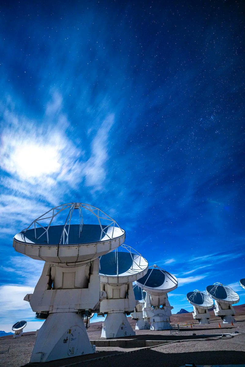 ALMAObs_esp's tweet photo. 📡Nuestras cósmicas antenas bajo la luz de la Luna llena😌
📷: Alex Pérez https://t.co/VfKvAQExpj