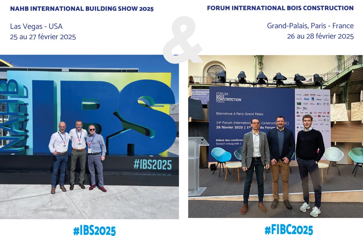 GroupeThebault's tweet image. Plutôt #IBS2025 ou #FIBC2025 ?
📢 L𝗮 𝗰𝗼𝗻𝘀𝘁𝗿𝘂𝗰𝘁𝗶𝗼𝗻 𝗯𝗼𝗶𝘀  à l&apos;honneur avec 2 salons pour la promotion de nos solutions techniques pour la construction bois : 
• Visite NAHB IBShow · Las Vegas (USA)  
• Exposant au Forum International Bois Construction, Paris