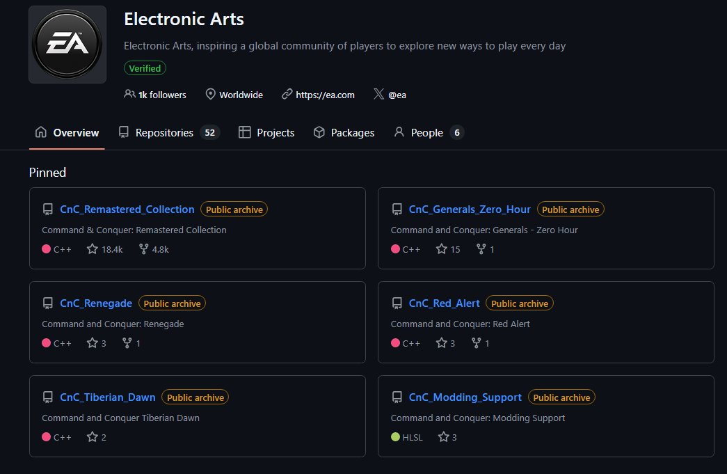 Command &amp; Conquer source code available on Github github.com/electronicarts/

Command &amp; Conquer Archive Footage from Renegade and Generals youtube.com/watch?v=qN2gry…
