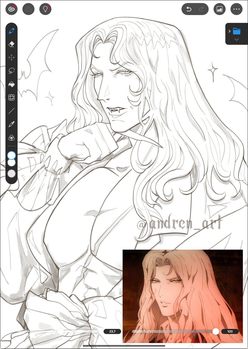 andren_art's tweet image. WIP 😳💛🦇🥀
#alucard #Castlevania #castlevanianocturnes2