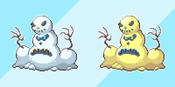 helpitsluke's tweet image. Some fun sprites of Snowygast and Palossnow designed by @Mat4265 and sprited by @TravisComm