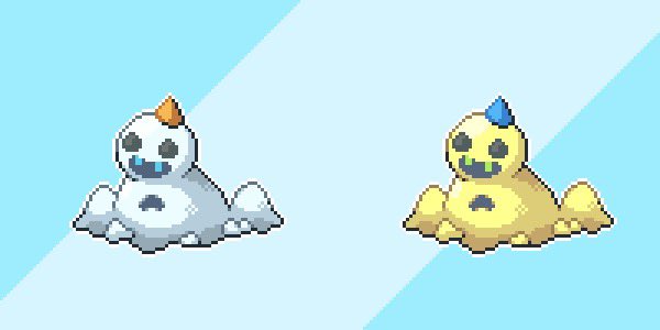helpitsluke's tweet image. Some fun sprites of Snowygast and Palossnow designed by @Mat4265 and sprited by @TravisComm