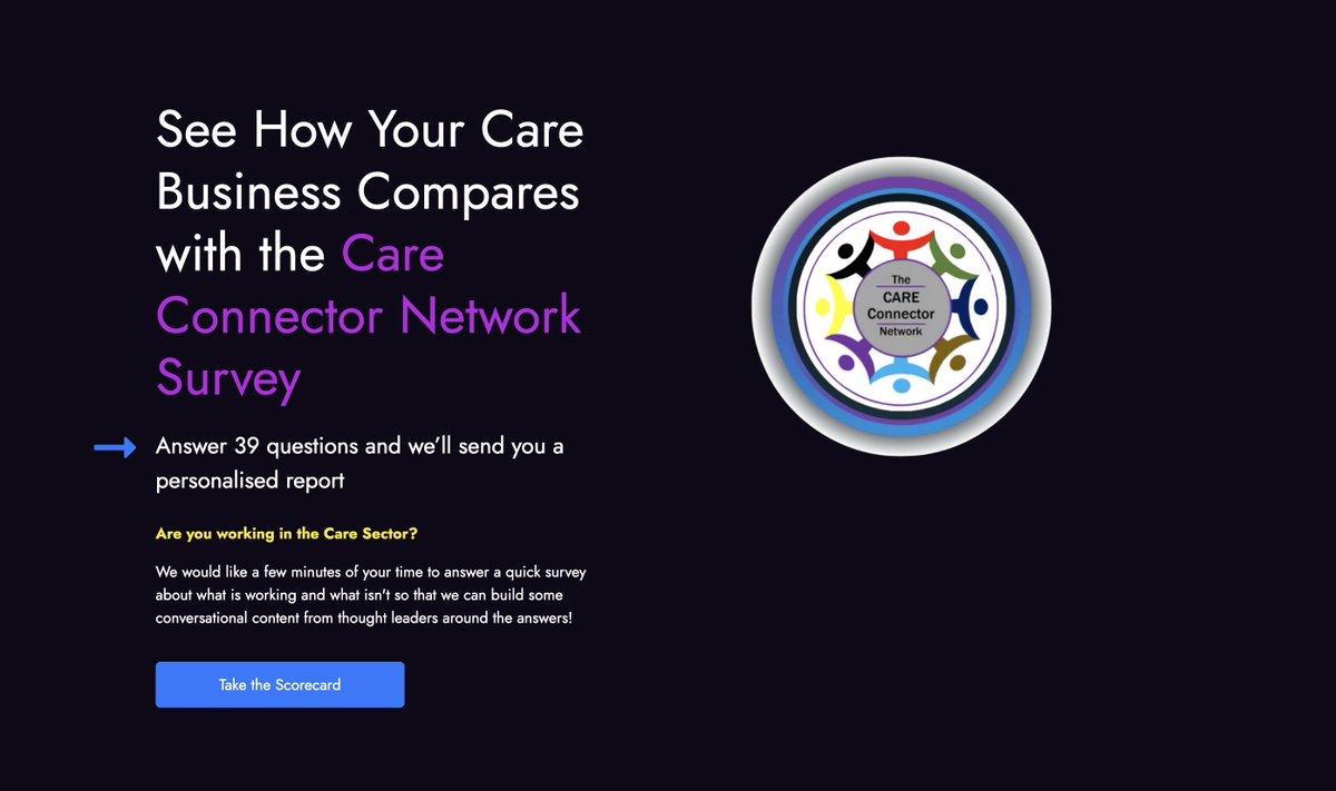 The Care Connector Network has launched a sector-wide survey designed to explore the systems, processes &amp; infrastructure used within care provider practice. 

The survey is open to care providers, managers &amp; frontline staff.

 Take the survey: hubs.la/Q038FmlS0